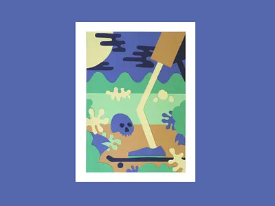 Tropical Skate Paper Collage collage florida green illustration miami noah levy paper skate skateboarding skull tropical