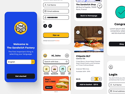 The Sandwich Factory | Mobile App delivery dzoan food mobile app the sandwich factory ui uiux ux