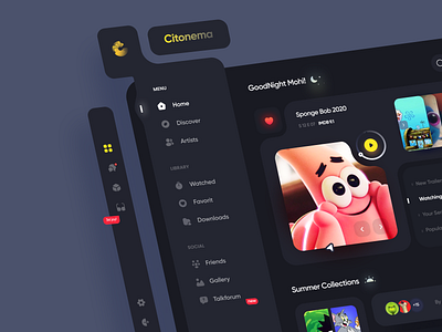 Citonema | Movie Dashboard Design amazon anime artist dashboard film films hbo movie movie app movie art movie poster movies netflix netflix and chill popular side menu tv series tv show tv shows youtube