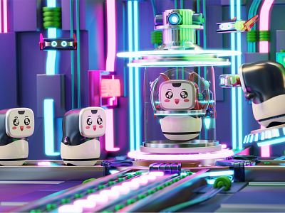 小薇机器人实验舱 3d 3d场景 app branding design environment graphic design icon illustration ip场景 logo motion graphics ui vector 形象延展