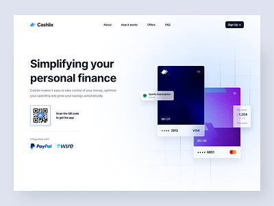 Cashlix FinTech Landing Page application bank brand branding card clean color design fintech gradient graphic design identity interactive landing page logo money saas ui ux website