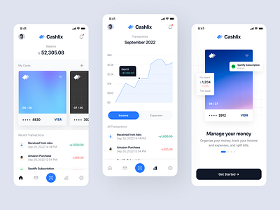 Cashlix FinTech Mobile Application agency app bank brand branding card clean design fintech gradient home identity interactive landing logo minimal mobile ui ux website