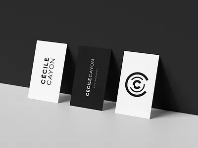 Business cards designs for Cécile Cayon Photo art direction black white branding business cards corporate identity embossed graphic design graphiste freelance logo logo design print design stationary