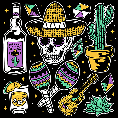 Dias De los Muertos album art hand drawn illustration illustration vector art