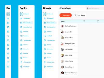 Book'u - Sidebar Navigation booku collapsable design interactive navigation planning product redesign responsive scheduling sidebar tool ui ux