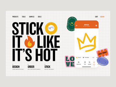 Sticker app website — visual exploration app brutalism design experience exploration interface ios landing sticker ui ux visual