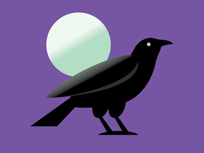 Fright-Fall: Day 3 (Crow) bird crow digital fright fest halloween illustration moon moonlight night scary vector