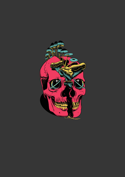LIFE & DEATH design fungi illustraion illustration procreate skull