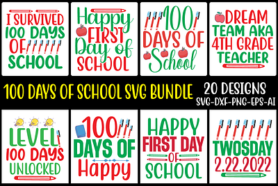 100 Days Of School Svg Bundle 3d animation branding graphic design logo motion graphics ui