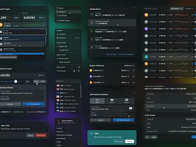 Crypto Trader UI: Overlays app application design dropdown form modal overlays popover toaster ui