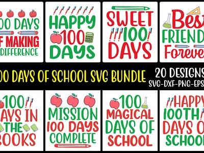 100 Days Of School Svg Bundle 3d animation graphic design logo motion graphics ui