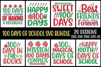 100 Days Of School Svg Bundle 3d animation graphic design logo motion graphics ui