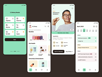 Daily Vitamins - App concept app clean drug intake drugs green ios iphone medical medicine mobile pills reminder tracker ui vitamin