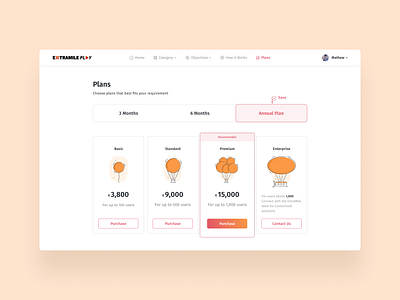 Explore the different pricing plans clean ui entertainment gaming icons illustrations landing page plan price pricing saas table website