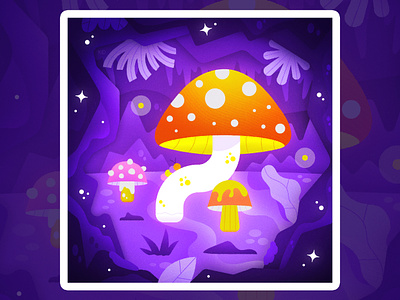 Peachtober 2022: Cave cave cavern colorful design flat fungi fungus glowing graphic design haven hideaway illustration illustrator mushroom mysterious nature plantlife shapes texture vector
