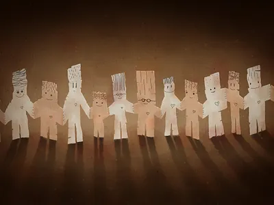 The Impenetrable Wall of Love cardboard paper people war