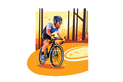 Cyclist on Road Bike Racing Illustration sport
