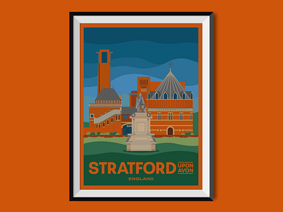 Stratford-upon-Avon architecture building england holiday journey place shakespeare stratford theatre travel poster