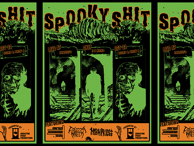 Spooky Shit art direction dead stuff flyer graphic design halloween poster halloween show metal show poster design show flyer show poster spooky typography yellow green and black