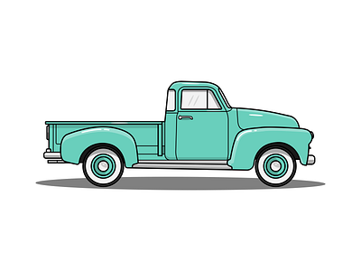 Vintage 1955 Chevy 3100 Illustration 1950s chevrolet chevy illustration pickup truck retro seafoam teal truck vintage