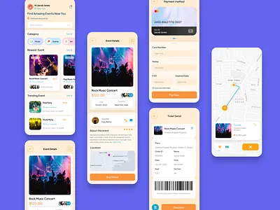 Eventzine - Event Booking Mobile App Design app app ui booking app design event event finder event listing event planner eventmanagement festival interaction interface minimal mobile mobile app party ticket booking uiux