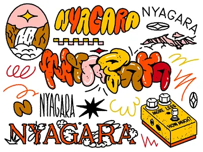 Nyagara band branding design doodle graphic design guitar icon icondesign illustration logo logotype music pedal tattoo typography ui waterfall
