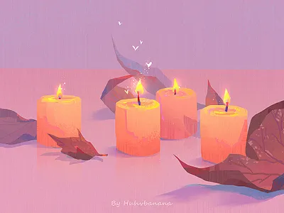 Candle candle illustration light pink 插画 蜡烛