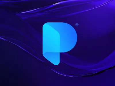P Logo Mark Concept blue brand branding concept folded gradient icon logo mark modern p symbol