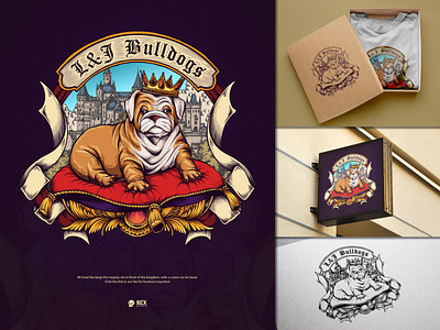 L & J Bulldogs badge badge design brand identity branding bulldog bulldogs design dog graphic design hand drawing hand drawn hand drawn logo illustration kingdom logo logo design ornament puppy vintage vintage logo