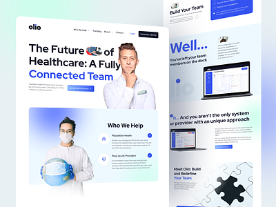 Olio Health - Landing Page Redesign blue health medic medical mesh spirit techno health uidesign