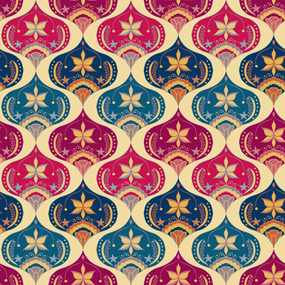 Bohemian Indian Ogee Pattern bohemian boho festive holiday indian mandala ogee onion shape ornament pattern repeat seamless surface pattern design symmetry