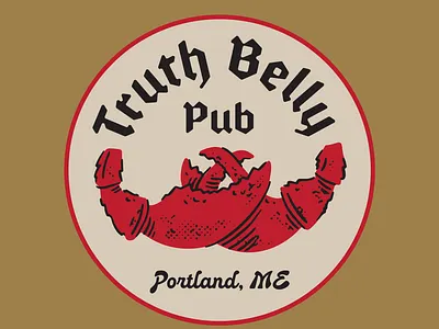 Good Guys Drop 006: Truth Belly Pub badge branding crab graphic design logo old english procreate pub restaurant typography ve vector