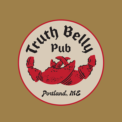 Good Guys Drop 006: Truth Belly Pub badge branding crab graphic design logo old english procreate pub restaurant typography ve vector