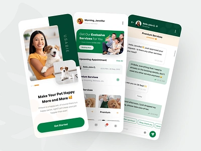 💚 Usabie • Pet Groomer App animal app app design branding design groomer grooming minimal mobile mobile app mobile design pert groomer pet pet groom service ui ux