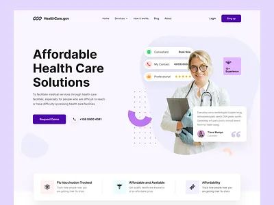 Healthcare - Website Concept appointment clean design digital healthcare doctor health healthcare landing page medical medical platform medicine medtech minimal purple uiux web website whitespace