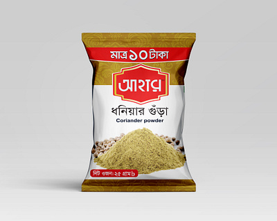 Aahar Coriander Powder branding graphic design packaging design packet design