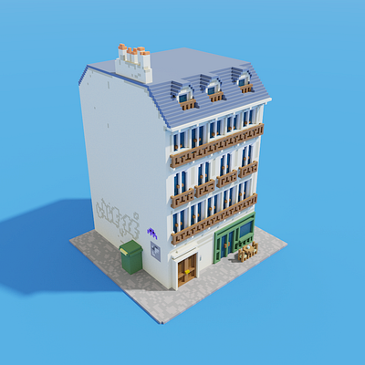 PARIS Voxel Immueble Haussmanian 3d voxel voxel art