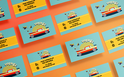 Business card for taxi service in retro style. car design graphic design illustration logo retro vector