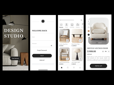 Furniture Shop App app app design clean decot design furniture furniture shop furniture shop app graphic design homedecore interior minimal mobile product design shop store ui ui app uiux ux