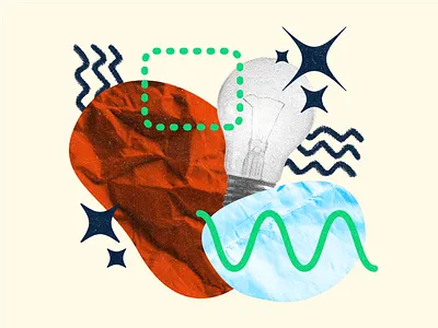 Marketing Illustration 2d accounting blob blog blogging calculator collage design ebook flat front graphics hand drawn illustration light bulb marketing paper publication