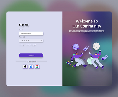 Sign Up Page app branding design graphic design illustration logo sign up typography ui ux vector