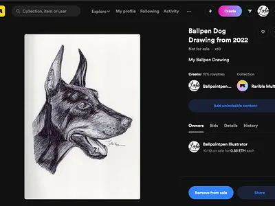 Rarible NFTS Ballpen Dog 🐩 ballpen design dog drawing illustration nfts sketch