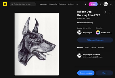 Rarible NFTS Ballpen Dog 🐩 ballpen design dog drawing illustration nfts sketch