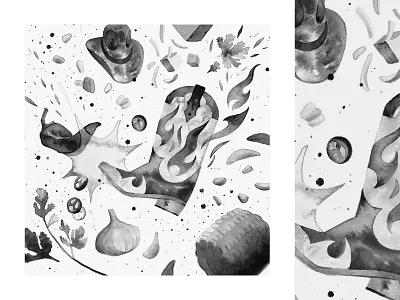 Texas Gold black and white boot corn cowboy cowboy boot food art food illustration garlic hot hot spice ink wash jalapeño kick recipe recipe illustration spicy texas texas gold western wild west