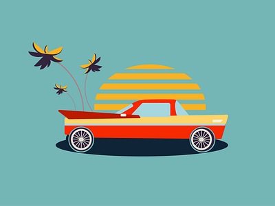 This is a car in retro style for business card for taxi service. ai car graphic design illustration logo logotype retro sunrise