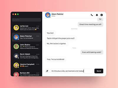 Daily UI #013 / Direct Messaging application bubble call chat conversation dailyui dailyui 013 design direct direct messaging friends interface list macos memoji message messanger ui user uxui