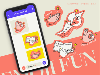 Stickers branding chat cute design emoji figma fun graphic graphic design hands illustration message stickers