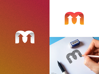 m logo - arrow logo - sketch logo abstract arrow logo brand identity business logo clean colorful cretive logo finance gradient mark growth lettering m logo sketch logo uparrow