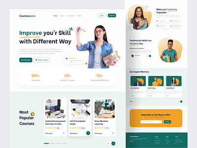 Coursespace - Online Course Landing Page classes course app course landing page courses e course e learning education landing page learning learning app learning platform mockup online online learning study ui ux web web design web landing page