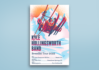 Kyle Hollingsworth Band Winter Tour Artwork band merch colorado design gig poster graphic design illustration illustrator jam band poster procreate rocky mountains skiing tour poster winter sports winter sports poster